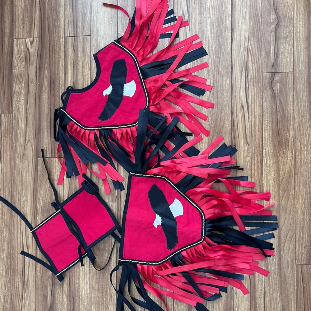 Size 5 Little Kids Red and Black Eagle Grass Dancer Regalia
